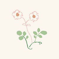 Vintage flower psd, cute sticker design