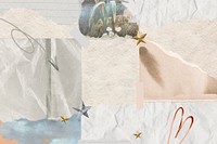 Paper collage background, aesthetic scrapbook art