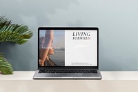 Laptop screen mockup psd, minimal workspace design psd