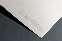 Paper branding mockup, minimal business logo design psd