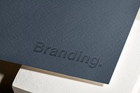 Paper branding mockup, minimal business logo design psd