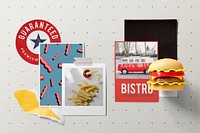 Mood board mockup, diner wall decoration psd