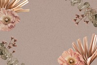 Vintage flower border, beige background, aesthetic design