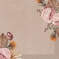 Floral border frame aesthetic Facebook post background, earth tone design psd