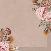 Pink flower border frame background, aesthetic Instagram post, earth tone design vector