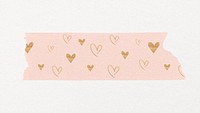 Heart washi tape sticker, pink cute collage element psd