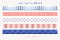 Simple pattern brush, seamless blue vector set, compatible with AI