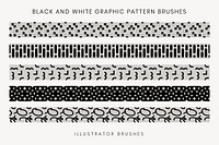 Retro pattern brush, abstract black and white vector set, compatible with AI