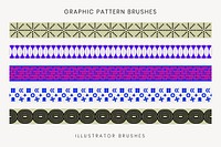 Retro pattern brush, abstract colorful vector set, compatible with AI