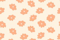 Flower pattern background, aesthetic pastel orange vector