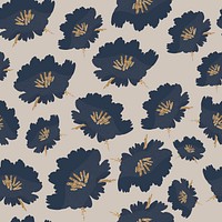 Aesthetic floral background, blue botanical pattern psd