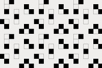 Geometric blocks pattern background, black and white psd