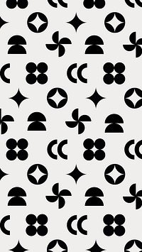 Abstract geometric mobile wallpaper, black pattern design