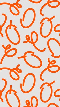 Cute doodle pattern mobile wallpaper, abstract orange