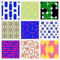 Abstract retro pattern background, colorful vector set