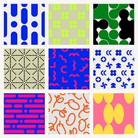 Abstract retro pattern background, colorful psd set