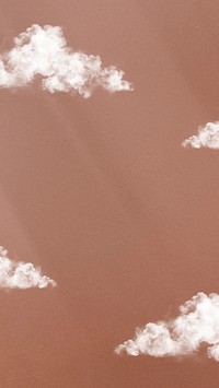 Brown sky mobile wallpaper psd, white clouds design