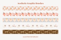 Aesthetic pastel brush pattern, cute graphic vector set, compatible with AI