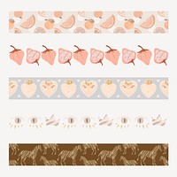 Aesthetic pastel brush pattern, cute graphic vector set, compatible with AI