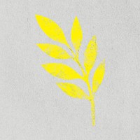 Yellow leaf collage element, botanical stamp with texture