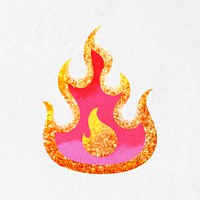 Glitter flame clipart, pink aesthetic feminine design vector