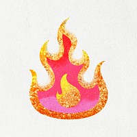 Glitter flame clipart, pink aesthetic feminine design psd