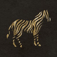 Gold zebra clipart, glitter texture, animal stamp