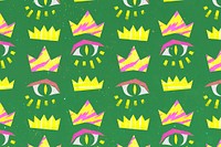 Funky eye pattern background, green abstract design vector