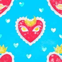 Kidcore heart pattern background, blue aesthetic design vector