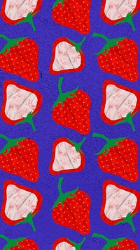 Strawberry fruit phone wallpaper, kidcore pattern in red