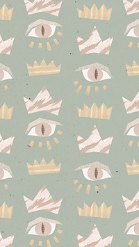 Cute eye pattern iPhone wallpaper, pastel green design