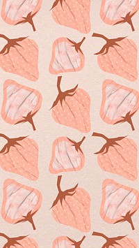 Pastel strawberry phone wallpaper, fruit pattern with texture