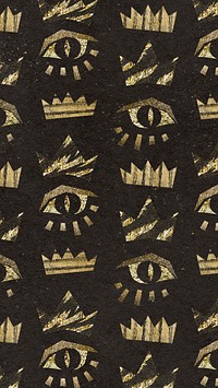 Gold abstract mobile wallpaper, eye pattern with gold foil texture