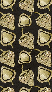 Glitter fruit pattern iPhone wallpaper, strawberry in gold