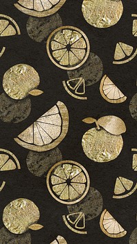 Glitter fruit pattern mobile wallpaper, grapefruit in gold