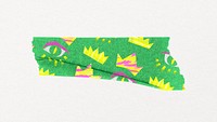 Green abstract washi tape collage element, funky journal decoration psd