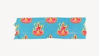 Flame pattern washi tape sticker, blue funky vector