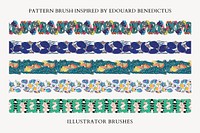 Exotic floral pattern brush vector, vintage art deco, compatible with AI