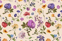 Vintage floral pattern background, botanical design psd, remixed from original artworks by Pierre Joseph Redout&eacute;