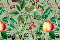 Fruit pattern background, botanical design psd, remixed from original artworks by Pierre Joseph Redout&eacute;