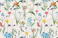 Spring flower pattern background, botanical design psd, remixed from original artworks by Pierre Joseph Redouté