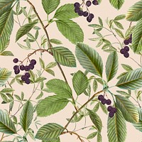 Leaf seamless pattern, botanical background psd, remixed from original artworks by Pierre Joseph Redouté