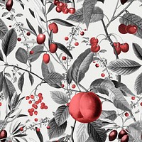 Retro fruit seamless pattern, botanical background psd, remixed from original artworks by Pierre Joseph Redouté