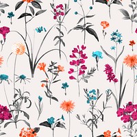 Floral seamless pattern, vintage botanical background vector, remixed from original artworks by Pierre Joseph Redouté