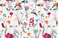 Colorful floral pattern background, botanical design psd, remixed from original artworks by Pierre Joseph Redout&eacute;