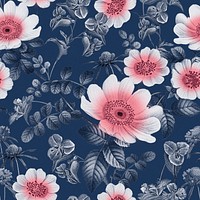 Retro botanical seamless pattern, floral background psd, remixed from original artworks by Pierre Joseph Redouté