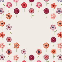 Cute floral frame background, botanical design vector, remixed from original artworks by Pierre Joseph Redouté