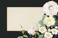 White flower frame background, botanical design psd, remixed from original artworks by Pierre Joseph Redouté