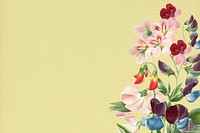 Retro floral border background, botanical design psd, remixed from original artworks by Pierre Joseph Redouté