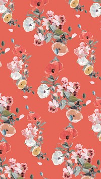 Vintage flower pattern iPhone wallpaper, botanical background, remix from the artworks of Pierre Joseph Redout&eacute;